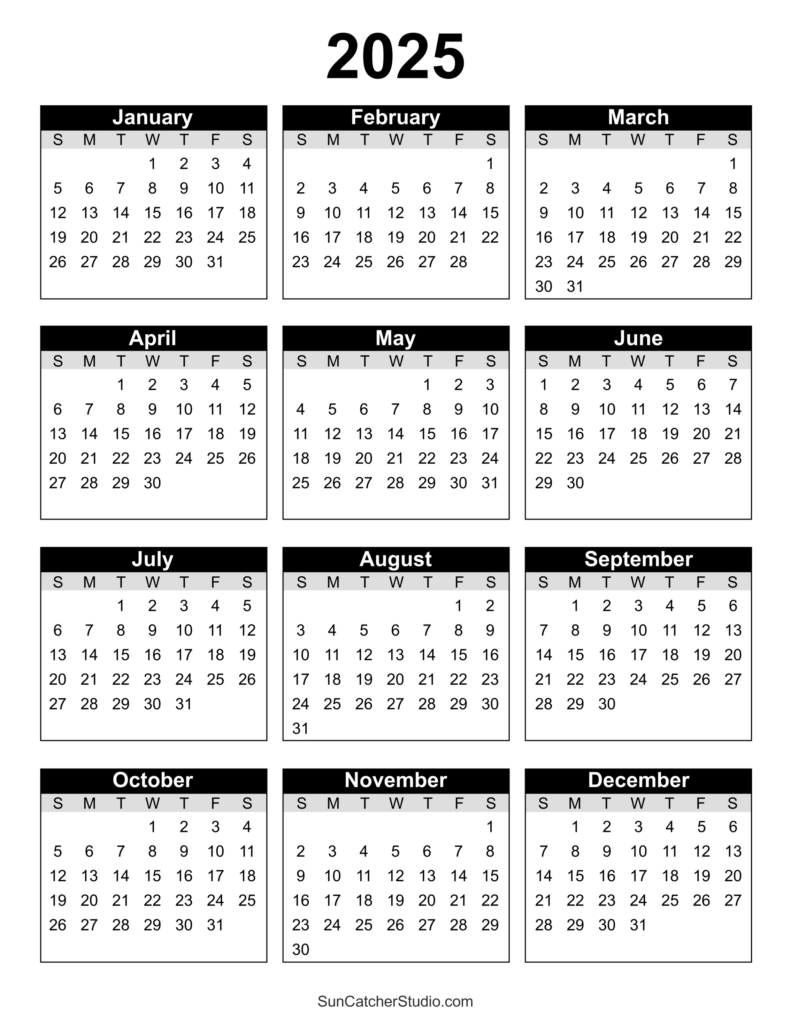 Free Printable 2025 Yearly Calendar – Diy Projects, Patterns Inside Printable Calendar 2025