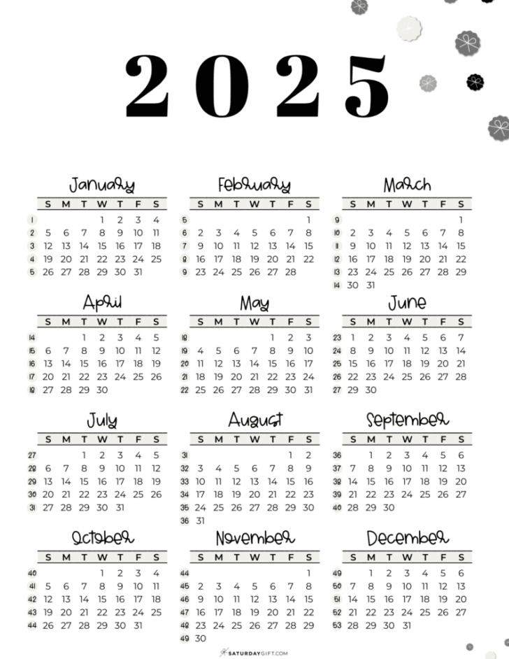 Week Calendar 2025 Printable