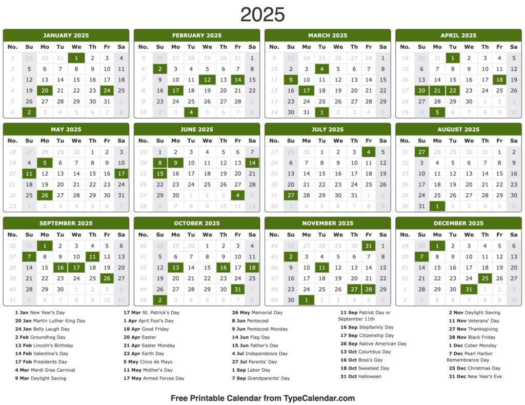 2025 Calendar   Printable Calendar 2025 With Holidays Intended For 2025 Calendar Printable With Holidays