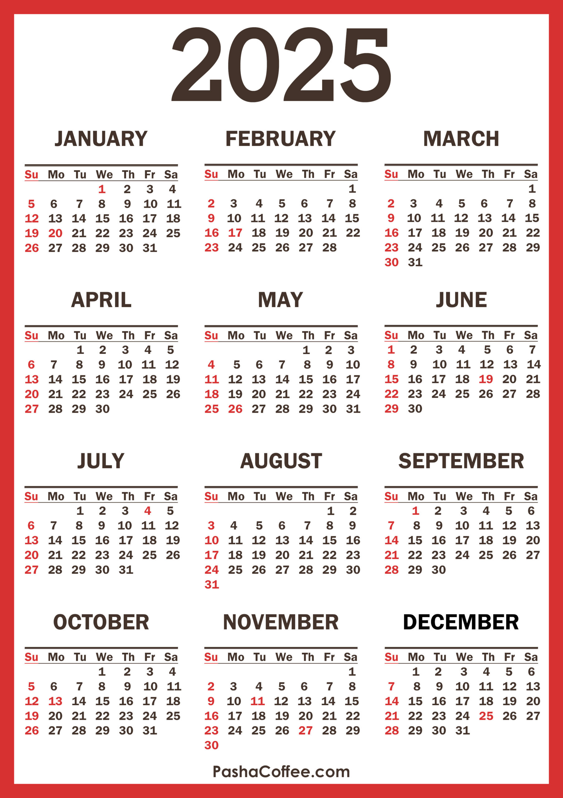 2025 Calendar With Holidays – Pashacoffee with 2025 Calendar With Holidays Printable