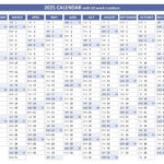 2025 Calendar With Week Numbers (Us And Iso Week Numbers) With Printable One Week Calendar 2025