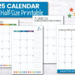 2025 Half Size Calendar   Free Printable — Krafty Planner Inside 18 Month Calendar 2025 On 2 Pages Printable Free