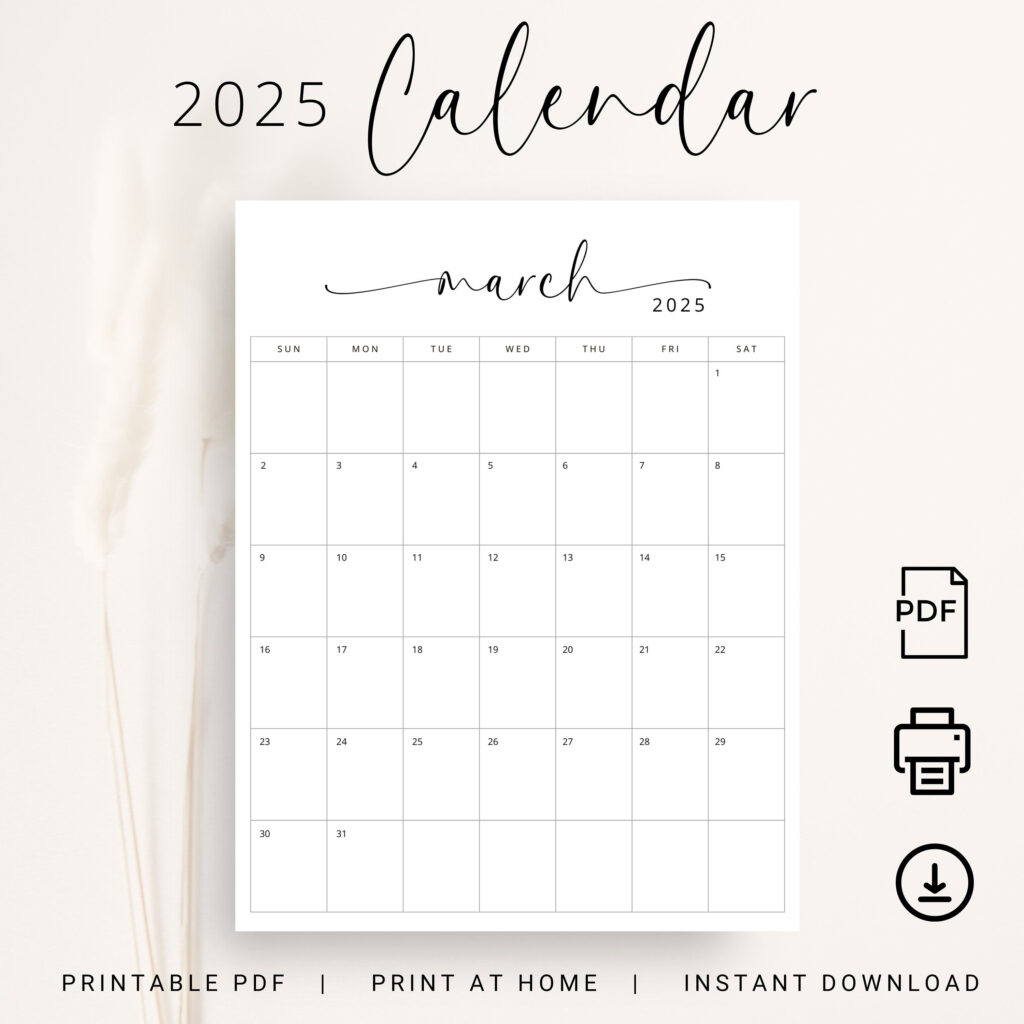 2025 Kalender 2025 Monatsplaner Vertikal Sonntag & Montag Start Regarding 2025 Monthly Calendar Printable