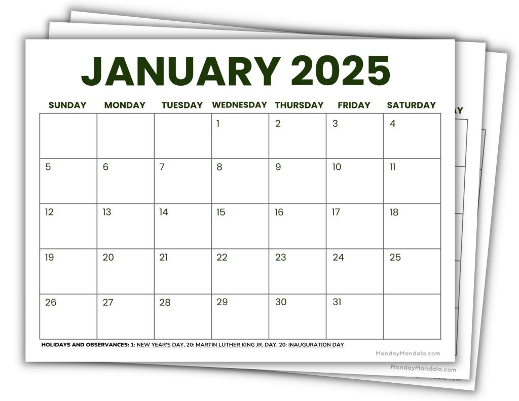 2025 Printable Calendars (56 Free Pdf Printables) for Blank Calendar 2025 Printable