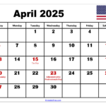 April 2025 Calendar Printable Pdf Template With Holidays Inside April 2025 Calendar Printable