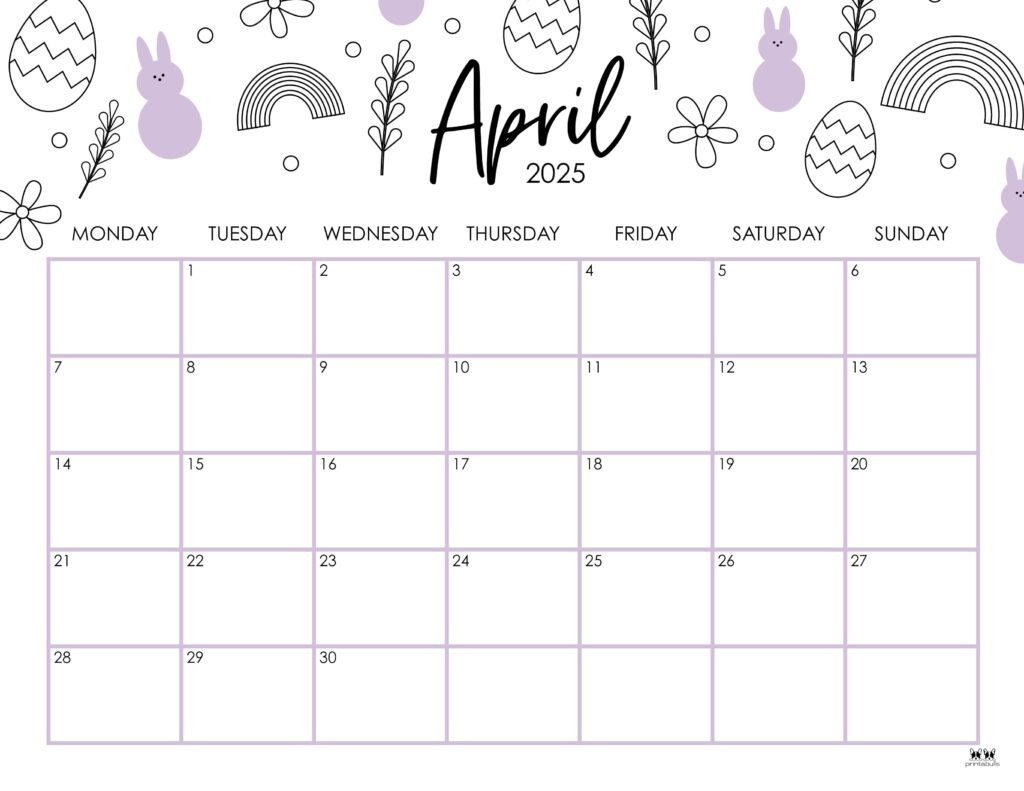 April 2025 Calendars - 107 Free Printables | Printabulls intended for April Calendar 2025 Printable