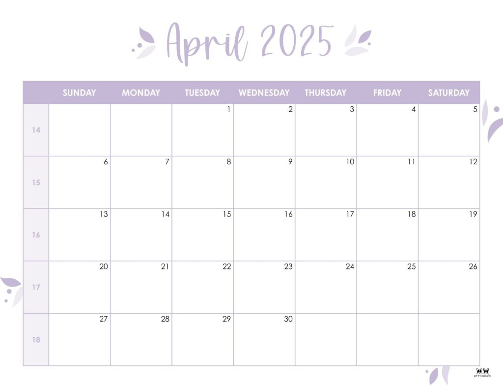 April 2025 Calendars - 107 Free Printables | Printabulls intended for April Printable Calendar 2025