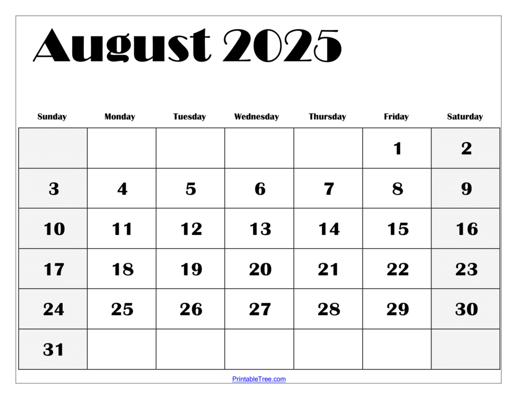 August 2025 Calendar Printable Pdf Template With Holidays For August 2025 Calendar Printable