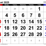 August 2025 Calendar | Templates For Word, Excel And Pdf In Printable August 2025 Calendar