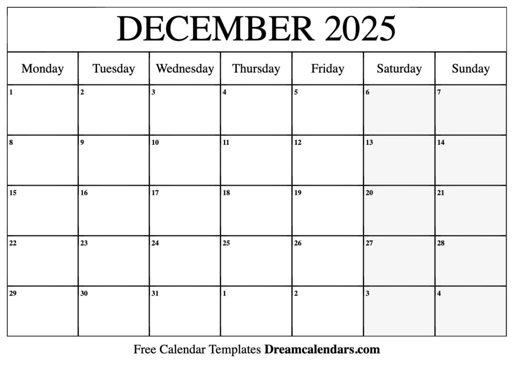 December 2025 Calendar   Free Printable With Holidays And Observances For December Calendar 2025 Printable