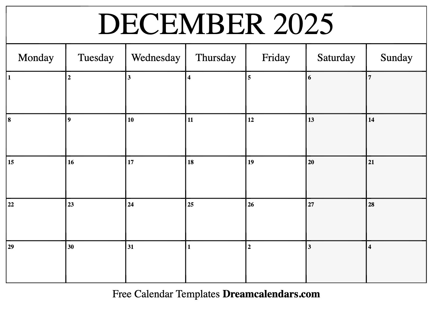 December 2025 Calendar - Free Printable With Holidays And Observances inside December Printable Calendar 2025