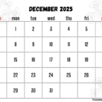 December 2025 Calendar Printable Pdf Template With Holidays Throughout December Printable Calendar 2025