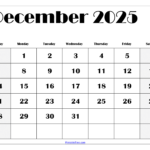 December 2025 Calendar Printable Pdf Template With Holidays With Regard To Printable Dec 2025 Calendar