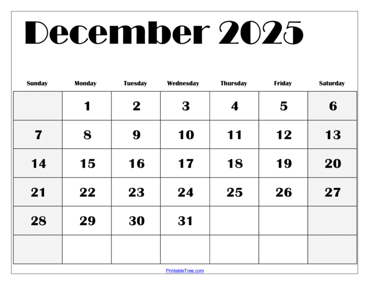 Printable Dec 2025 Calendar