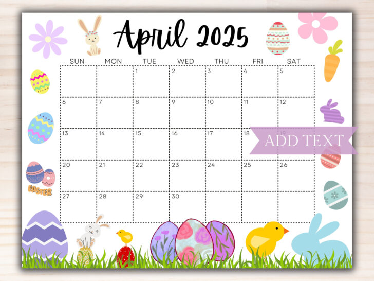 April Calendar 2025 Printable