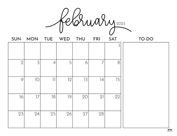 February Calendar 2025 Printable