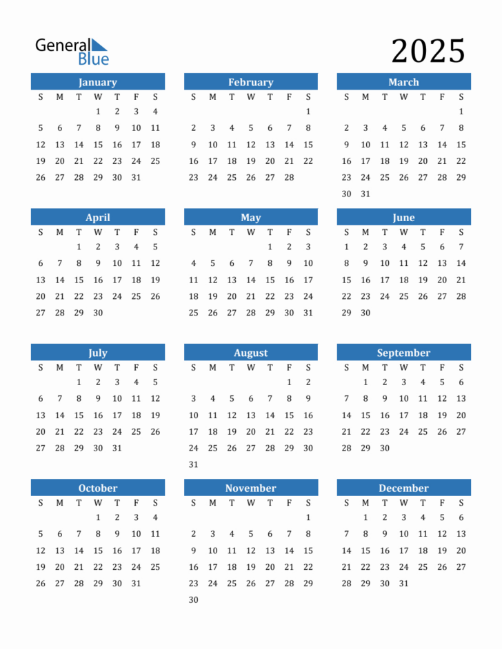 Blank Calendar 2025 Printable