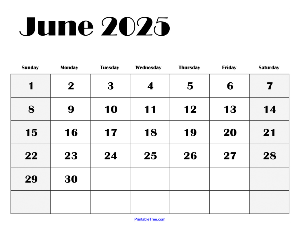 Free June 2025 Calendar Printable Pdf Template With Holidays In June 2025 Calendar Printable