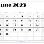 Free June 2025 Calendar Printable Pdf Template With Holidays In June 2025 Calendar Printable