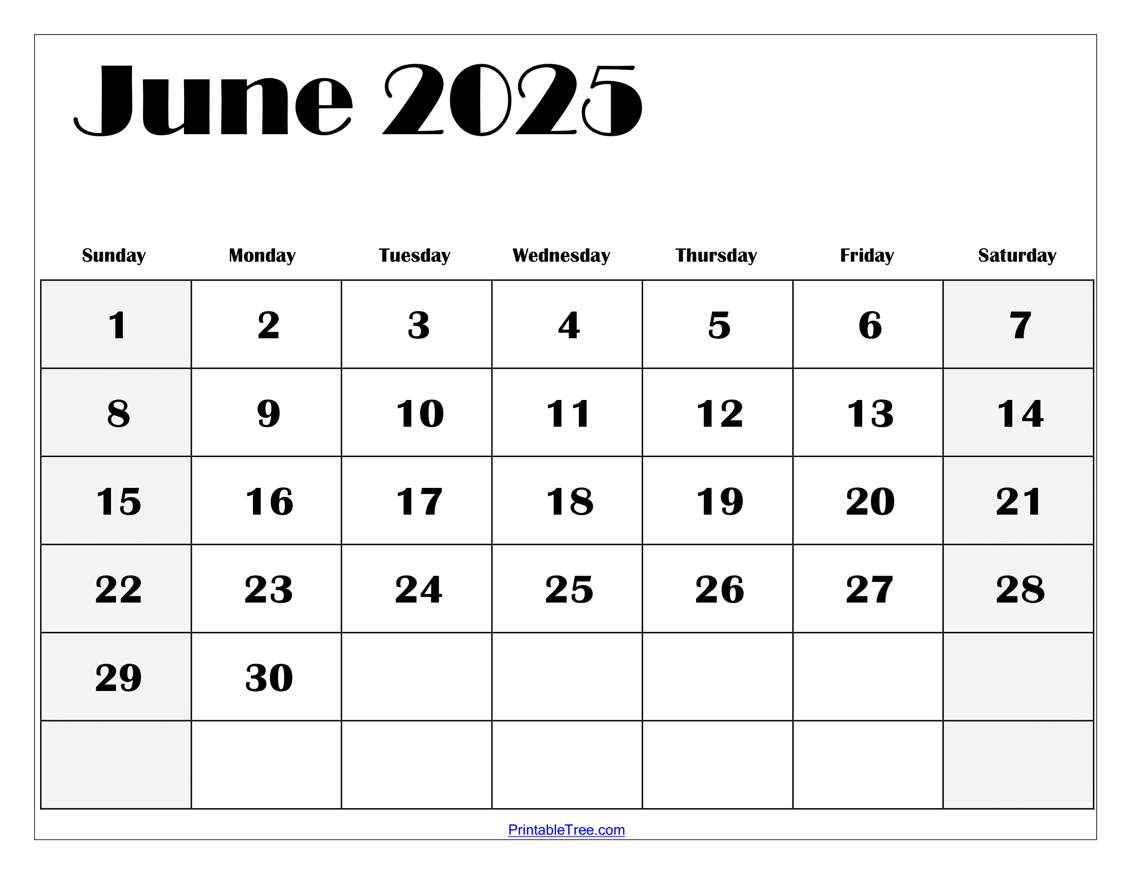 Free June 2025 Calendar Printable Pdf Template With Holidays in June 2025 Calendar Printable