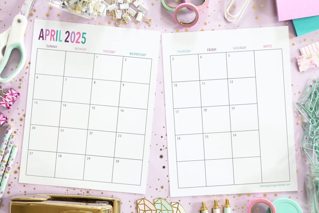 Free Printable 2 Page Blank Monthly Calendar 2025 Inside 18 Month Calendar 2025 On 2 Pages Printable Free