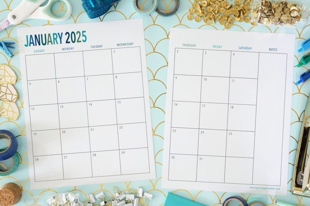 Free Printable 2 Page Blank Monthly Calendar 2025 Regarding 18 Month Calendar 2025 On 2 Pages Printable Free