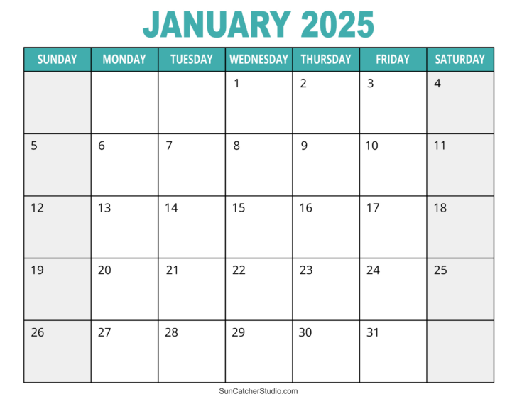 2025 Printable Calendar By Month