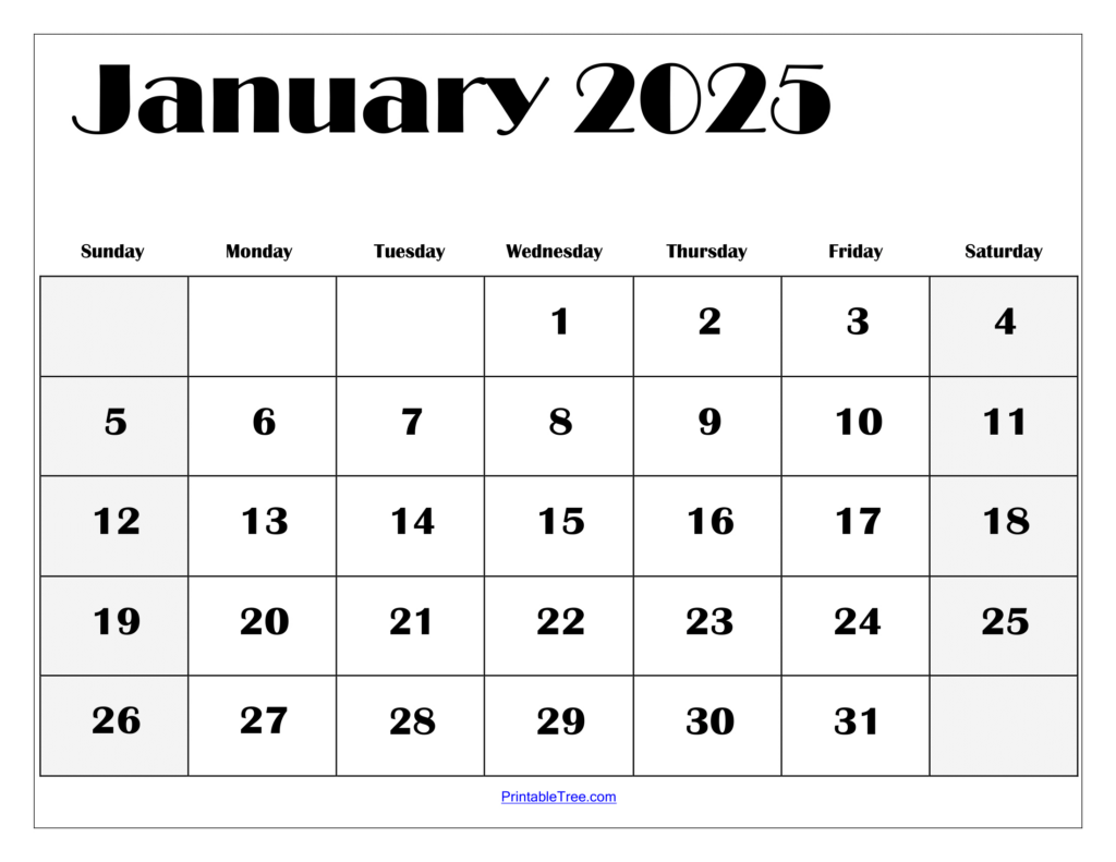 January 2025 Calendar Printable Pdf Template With Holidays For January 2025 Printable Calendar