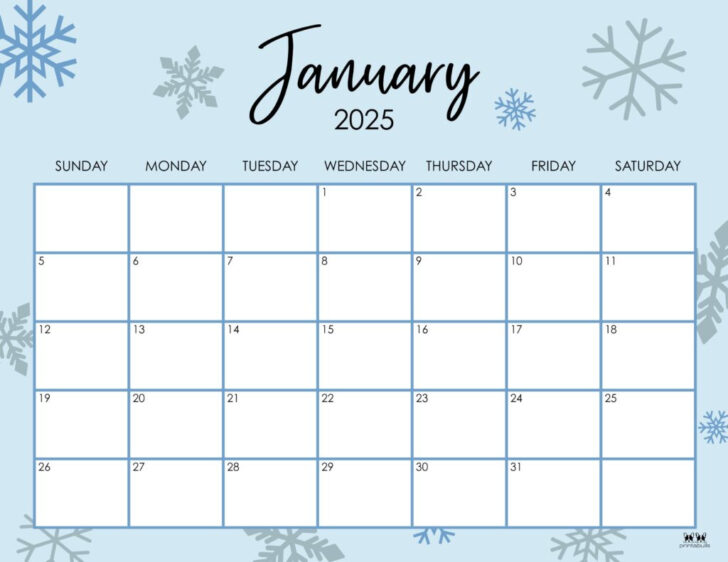 Month Calendar 2025 Printable