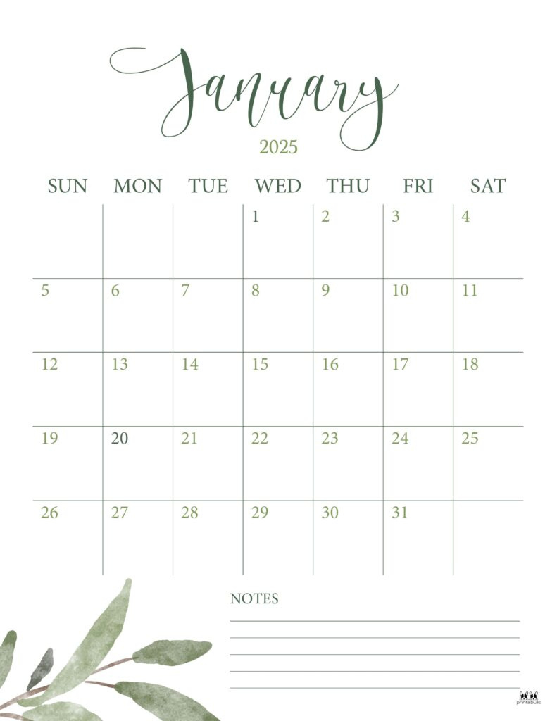 January 2025 Calendars - 107 Free Printables | Printabulls pertaining to Free Printable January 2025 Calendar