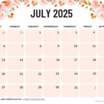 July 2025 Printable Calendar (52 Free Pdf Printables) Inside Printable July 2025 Calendar