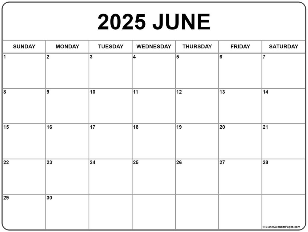 June 2025 Calendar | Free Printable Calendars For June Calendar 2025 Printable