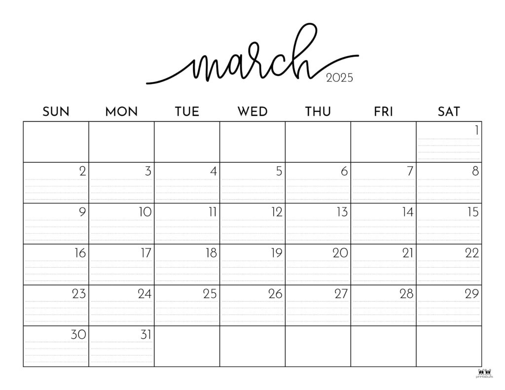 March 2025 Calendars - 107 Free Printables | Printabulls with Printable March 2025 Calendar