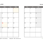 Monthly 2025 Calendar On Two Pages | Wikidates For 18 Month Calendar 2025 On 2 Pages Printable Free