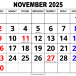 November 2025 Calendar (Free Printable) – Diy Projects, Patterns Inside November 2025 Calendar Printable