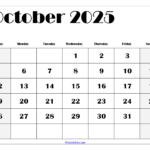 October 2025 Calendar Printable Pdf Template With Holidays For October Calendar 2025 Printable