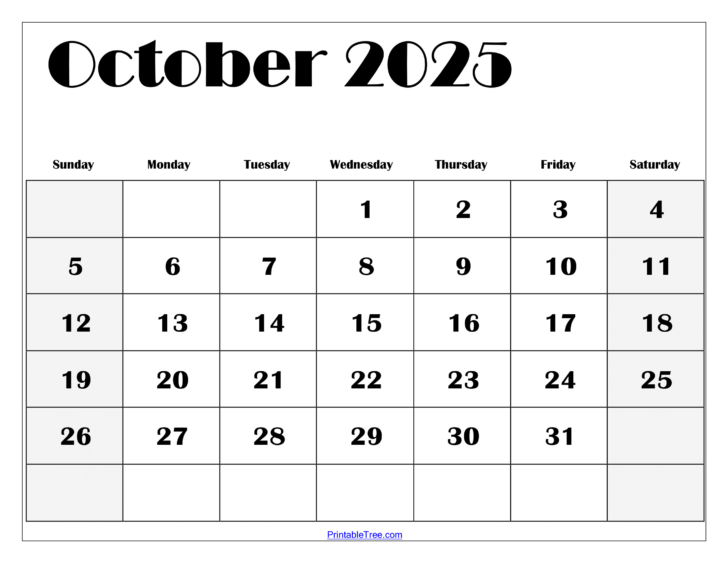 Free Printable October 2025 Calendar