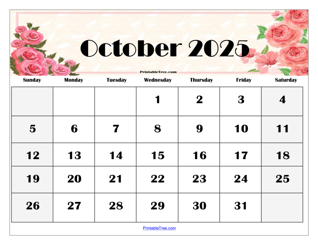 October 2025 Calendar Printable Pdf Template With Holidays Intended For October 2025 Calendar Printable