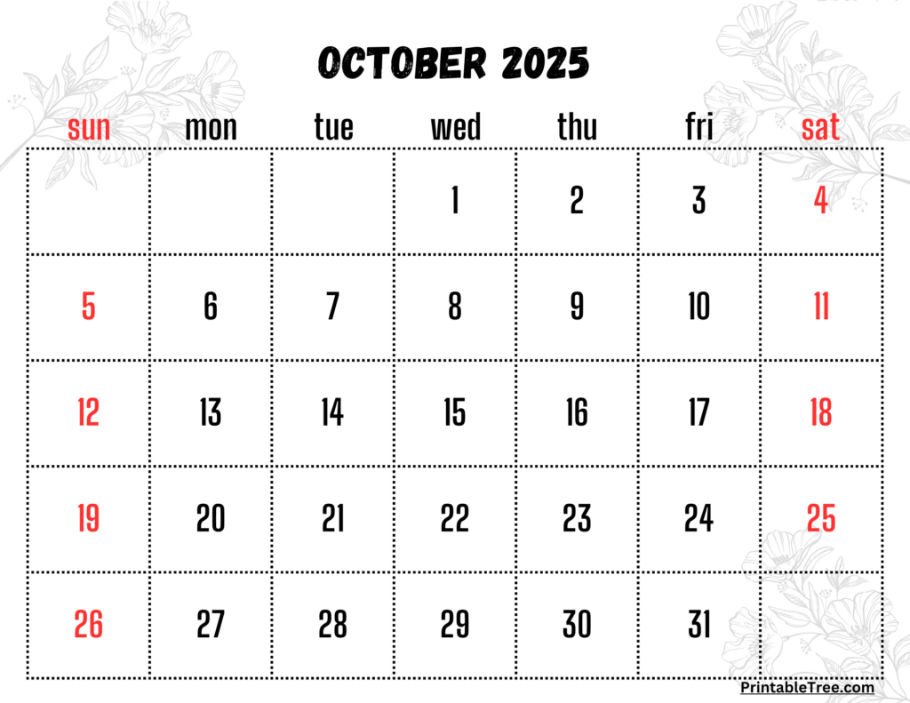 October 2025 Calendar Printable Pdf Template With Holidays Pertaining To October Calendar 2025 Printable