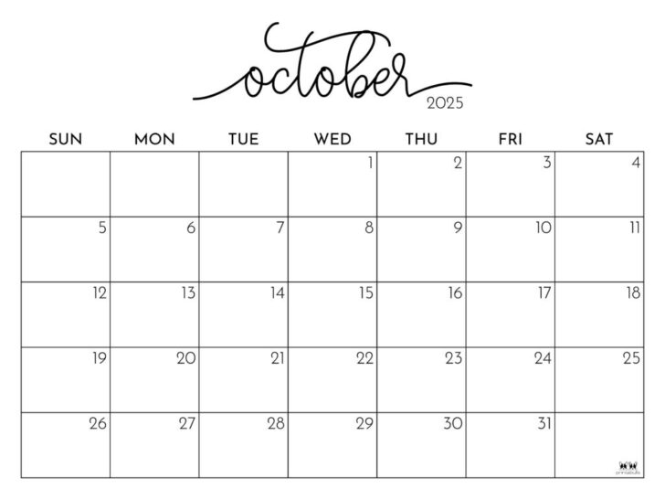 October 2025 Calendar Printable