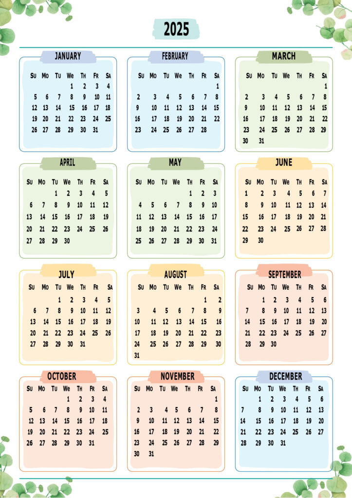 Printable Calendar 2025 One Page With Holidays (Single Page) 2025 Inside Free Printable 2025 Calendar Printable