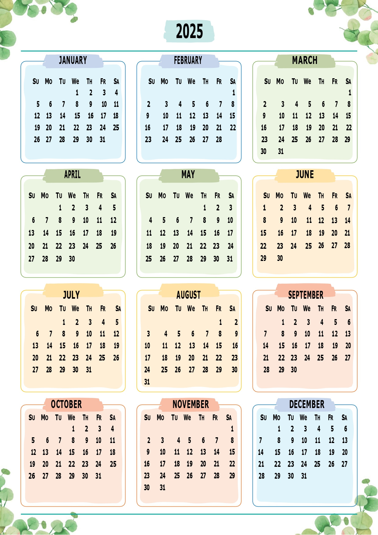 Printable Calendar 2025 One Page With Holidays (Single Page) 2025 with 2025 Calendar Printable One Page