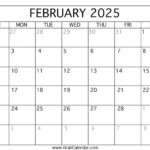 Printable February 2025 Calendar Inside Feb 2025 Calendar Printable