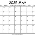 Printable May 2025 Calendar Intended For May Printable Calendar 2025