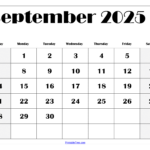 September 2025 Calendar Printable Pdf Template With Holidays For Printable September 2025 Calendar