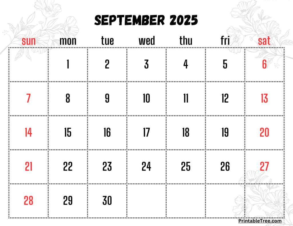 September 2025 Calendar Printable Pdf Template With Holidays In September 2025 Printable Calendar