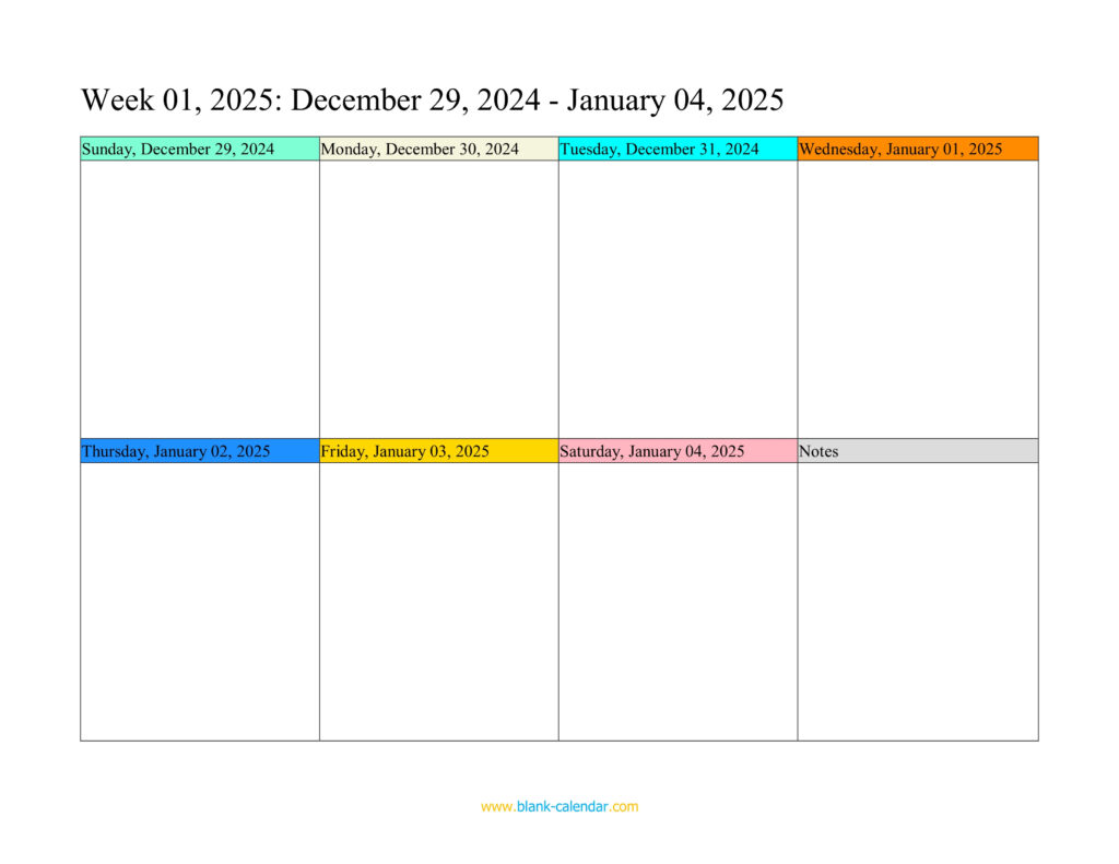 Weekly Calendar 2025 (Word, Excel, Pdf) For Free Printable Weekly Calendar 2025