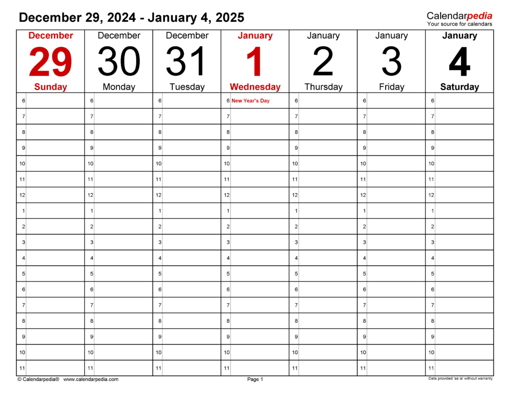 Weekly Calendars 2025 For Pdf   12 Free Printable Templates Regarding Free Printable Editable Weekly Calendar 2025 Schedule