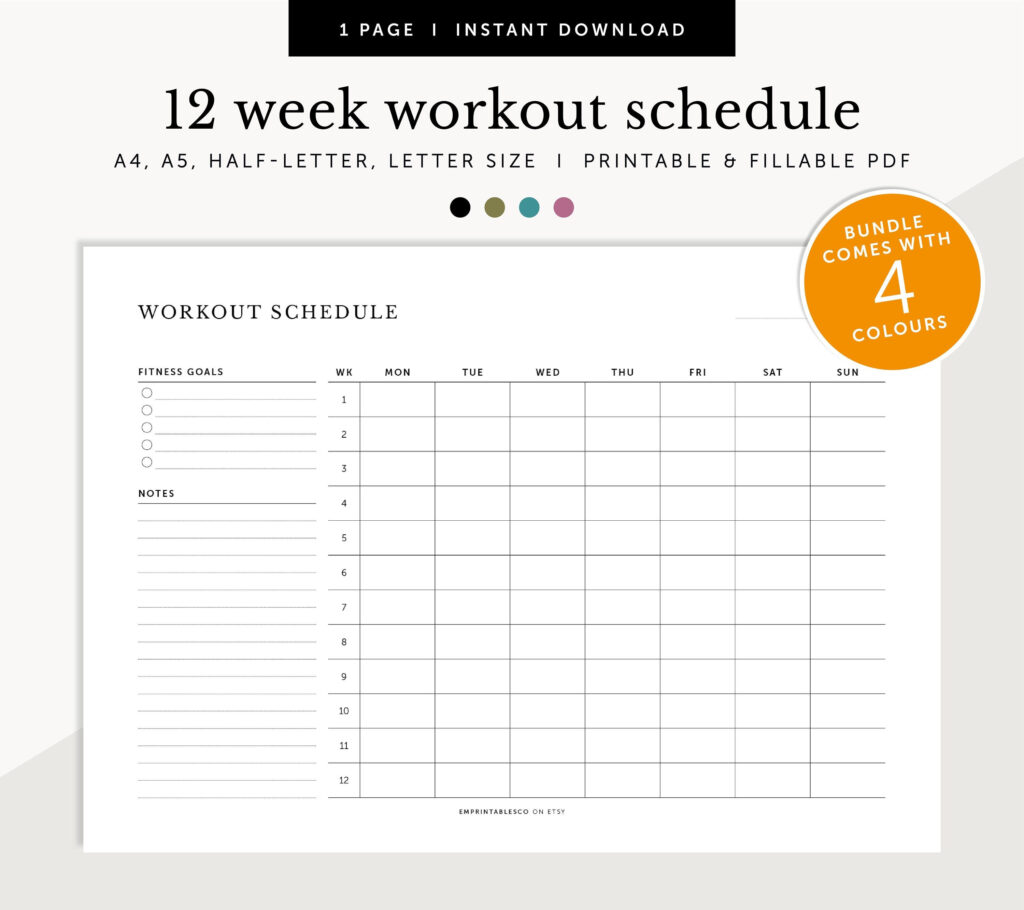 12 Week Workout Planner, Workout Schedule, 3 Month Fitness Planner In Printable Workout Calendar 2025