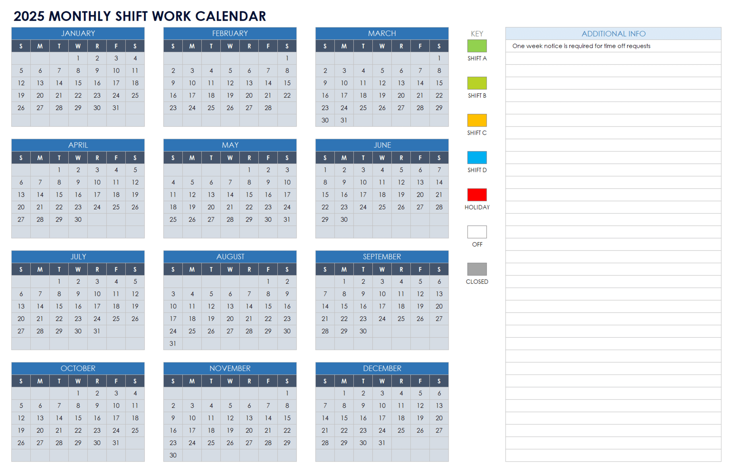 15 Free 2025 Monthly Calendar Templates | Smartsheet intended for 2025 Shift Calendar Printable